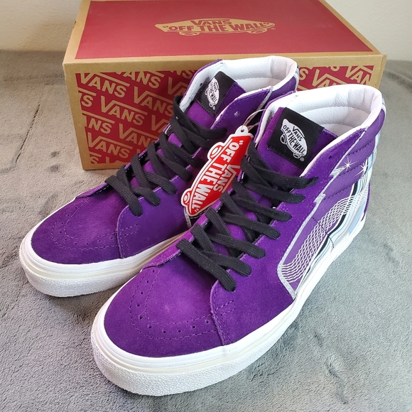 Vans Sk8-Hi Bolt Chrome Flash Acai Women Size 8.5, Men Size 7 - Picture 3 of 10
